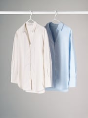 The Set Blue/Nude Stripe 2 Pack Relaxed Oxford Shirts - Image 2 of 11