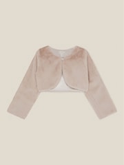 Monsoon Brown Lara Bow Faux Fur Cardigan - Image 1 of 3