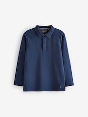 Blue Long Sleeve 100% Cotton Polo Shirt (3-16yrs) - Image 1 of 4