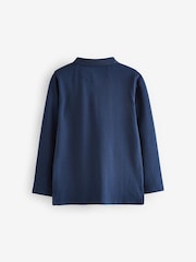 Blue Long Sleeve 100% Cotton Polo Shirt (3-16yrs) - Image 2 of 4