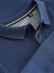 Blue Long Sleeve 100% Cotton Polo Shirt (3-16yrs) - Image 3 of 4