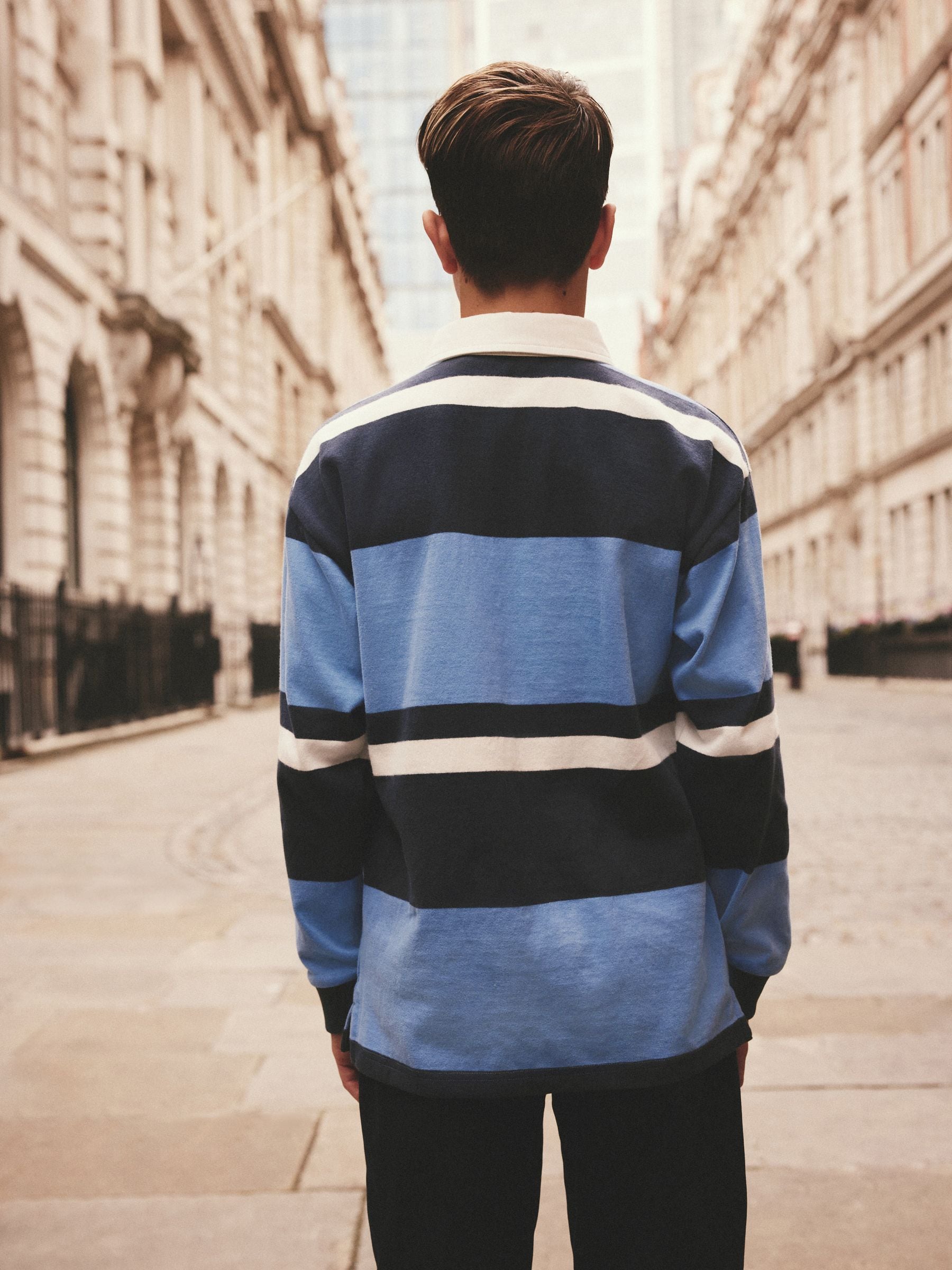 Buy Blue Long Sleeve Rugby 100% Cotton Polo Shirt (3-16yrs Buy Blue Long Sleeve Rugby 100% Cotton Polo Shirt (3-16yrs