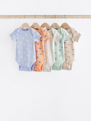 Bright Dinosaurs Baby Short Sleeve Bodysuit 5 Pack - Image 1 of 6