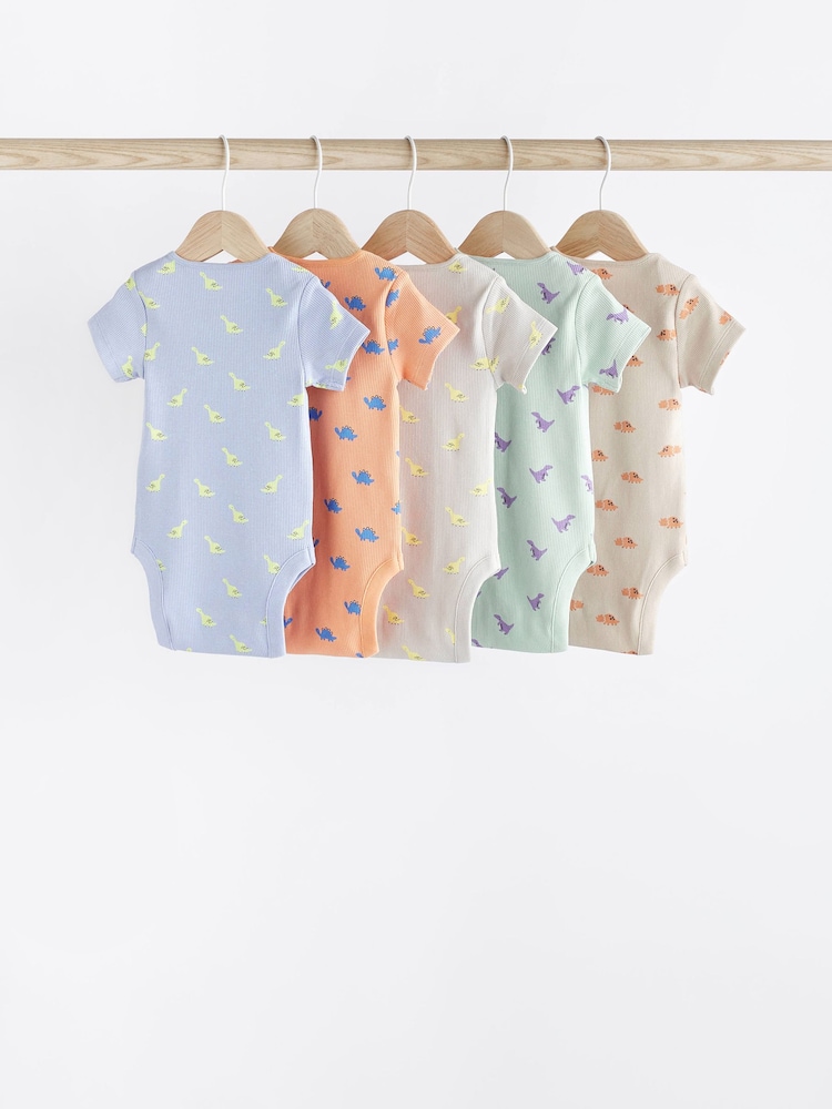 Bright Dinosaurs Baby Short Sleeve Bodysuit 5 Pack - Image 2 of 6