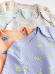Bright Dinosaurs Baby Short Sleeve Bodysuit 5 Pack - Image 4 of 6