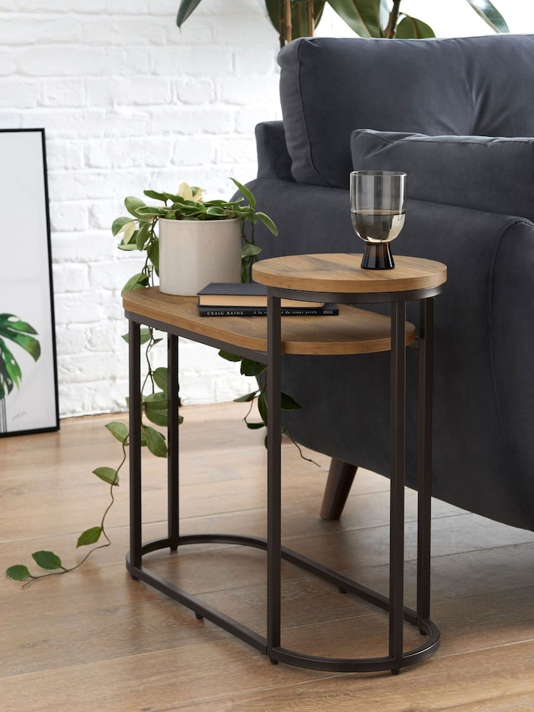 Dark Bronx Oak Effect Side Table - Image 1 of 8