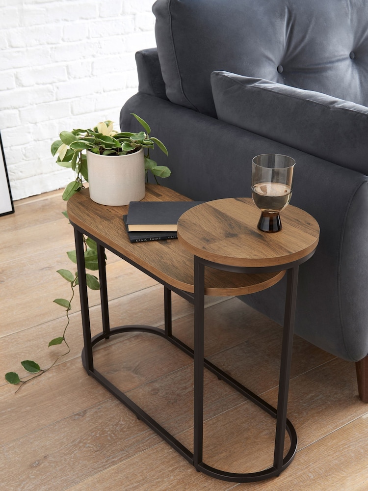 Dark Bronx Oak Effect Side Table - Image 2 of 8