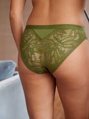 Green/Cream High Leg Microfibre & Lace Knickers 2 Pack - Image 10 of 12