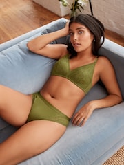 Green/Cream High Leg Microfibre & Lace Knickers 2 Pack - Image 7 of 12