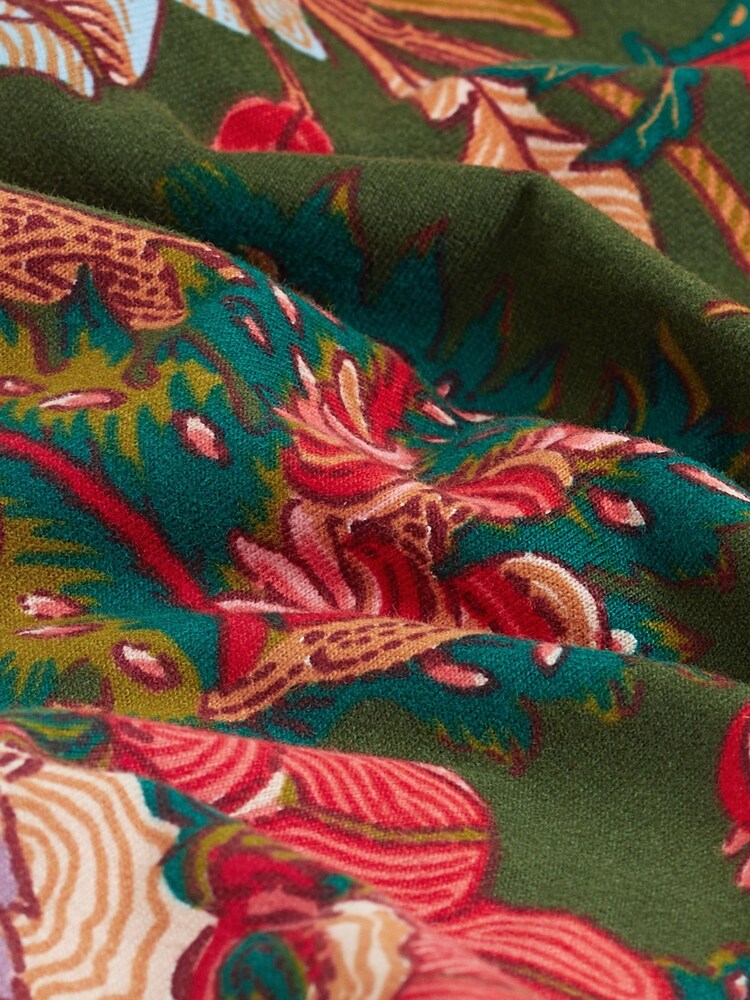 Grün mit floralem Print - Langärmeliges Oberteil mit Ballonsaum - Bild 5 von 5