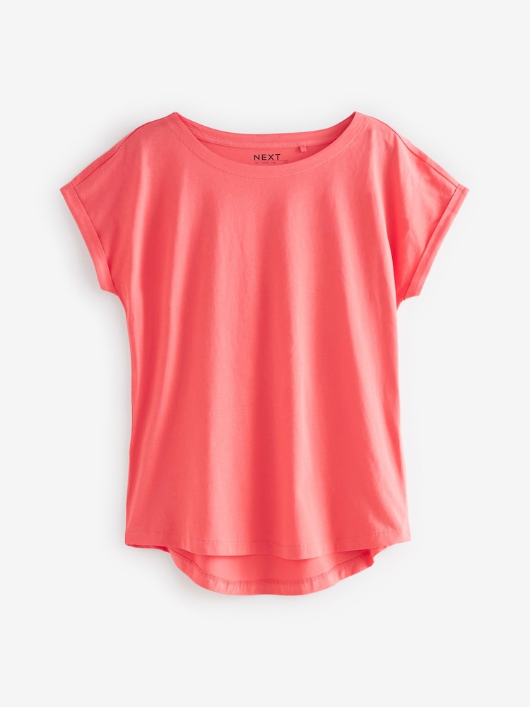 White/Stripe/Coral Pink 100% Cotton Cap Sleeve T-Shirts 3 Pack - Image 3 of 9