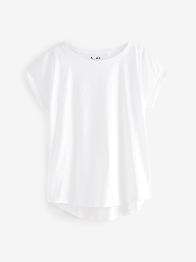 White/Stripe/Coral Pink 100% Cotton Cap Sleeve T-Shirts 3 Pack - Image 4 of 9