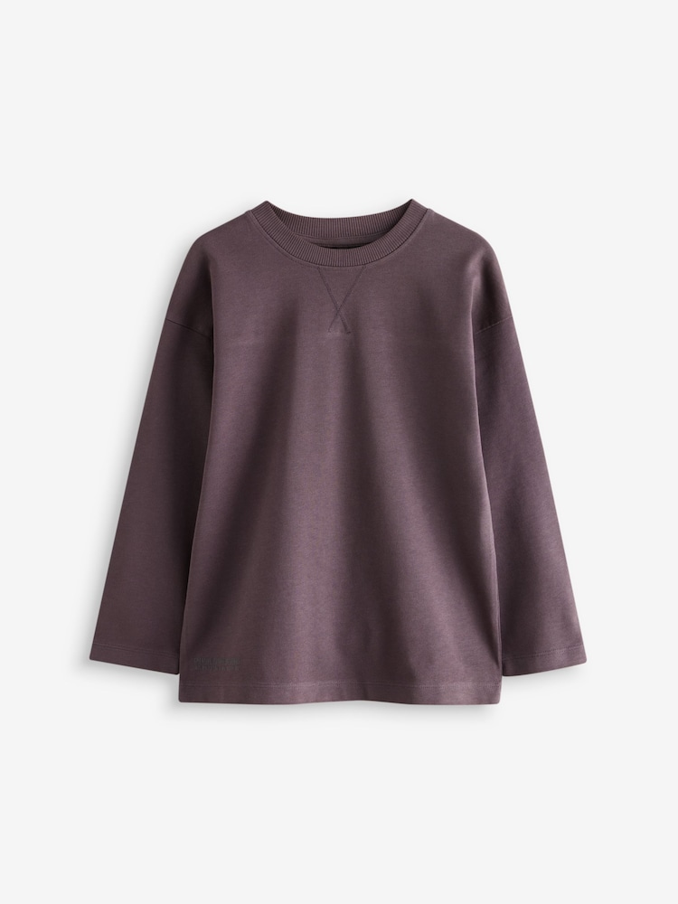 Purple Long Sleeve Heavyweight Washed T-Shirt (3-16yrs) - Image 1 of 3