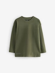 Khaki Green Long Sleeve Heavyweight Washed T-Shirt (3-16yrs) - Image 1 of 4