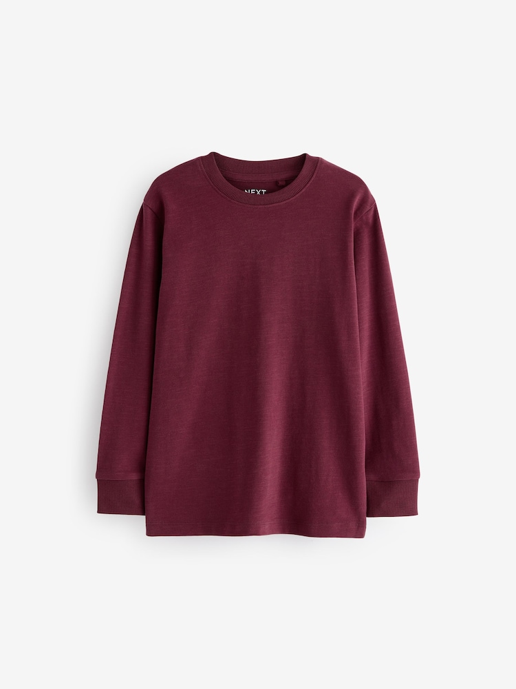 Burgundy Red Long Sleeve Cosy T-Shirt (3-16yrs) - Image 1 of 3