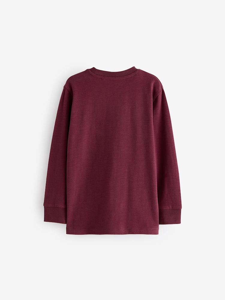Burgundy Red Long Sleeve Cosy T-Shirt (3-16yrs) - Image 2 of 3 Burgundy Red Long Sleeve Cosy T-Shirt (3-16yrs) - Image 2 of 3