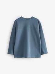 Blue Long Sleeve Heavyweight Washed T-Shirt (3-16yrs) - Image 2 of 3