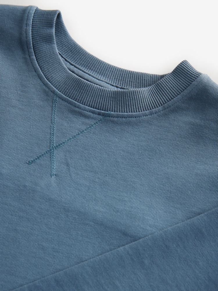 Blue Long Sleeve Heavyweight Washed T-Shirt (3-16yrs) - Image 3 of 3