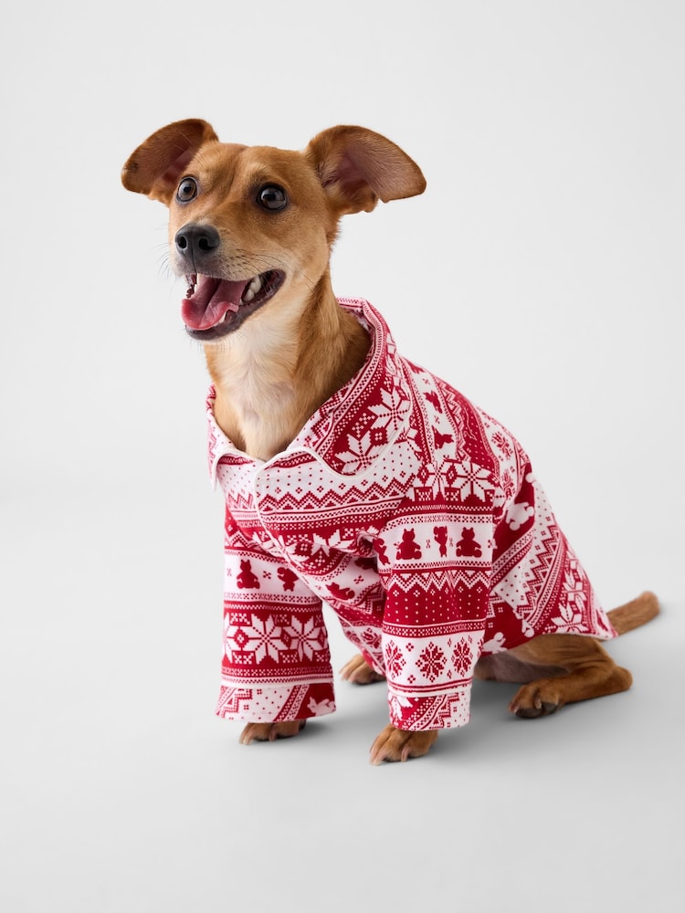 Gap Red Fair Isle Pet Softest Flannel Pyjamas One-Piece - Image 1 of 1 Gap Red Fair Isle Pet Softest Flannel Pyjamas One-Piece - Image 1 of 1