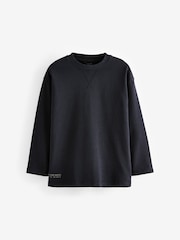 Black Long Sleeve Heavyweight Washed T-Shirt (3-16yrs) - Image 1 of 4
