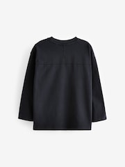Black Long Sleeve Heavyweight Washed T-Shirt (3-16yrs) - Image 2 of 4