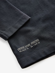 Black Long Sleeve Heavyweight Washed T-Shirt (3-16yrs) - Image 3 of 4