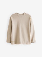 Natural Long Sleeve Heavyweight Washed T-Shirt (3-16yrs) - Image 1 of 4