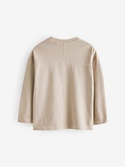 Natural Long Sleeve Heavyweight Washed T-Shirt (3-16yrs) - Image 2 of 4