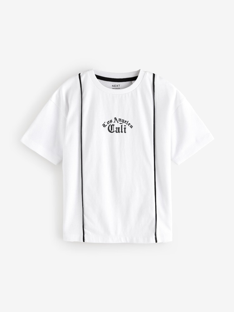 Noir/Blanc/Pierre Grunge Varsity - Relaxed Fit Graphic Print Short Sleeve 100% Cotton T-Shirts 3 Pack (3-16yrs) - Image 3 of 9