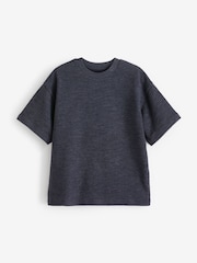 Navy Blue Oversized Fit Short Sleeve Textured T-Shirt (3-16yrs) - Image 1 of 3