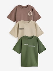 zelena/kamena siva/Mauve - Relaxed Fit Heavyweight 100% Cotton kratek rokav; s kratkimi rokavi Subscribe majica 3 paket (3-16let) - Slika 1 iz 10