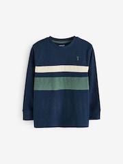 Navy Blue Colourblock Long Sleeve T-Shirt (3-16yrs) - Image 1 of 3