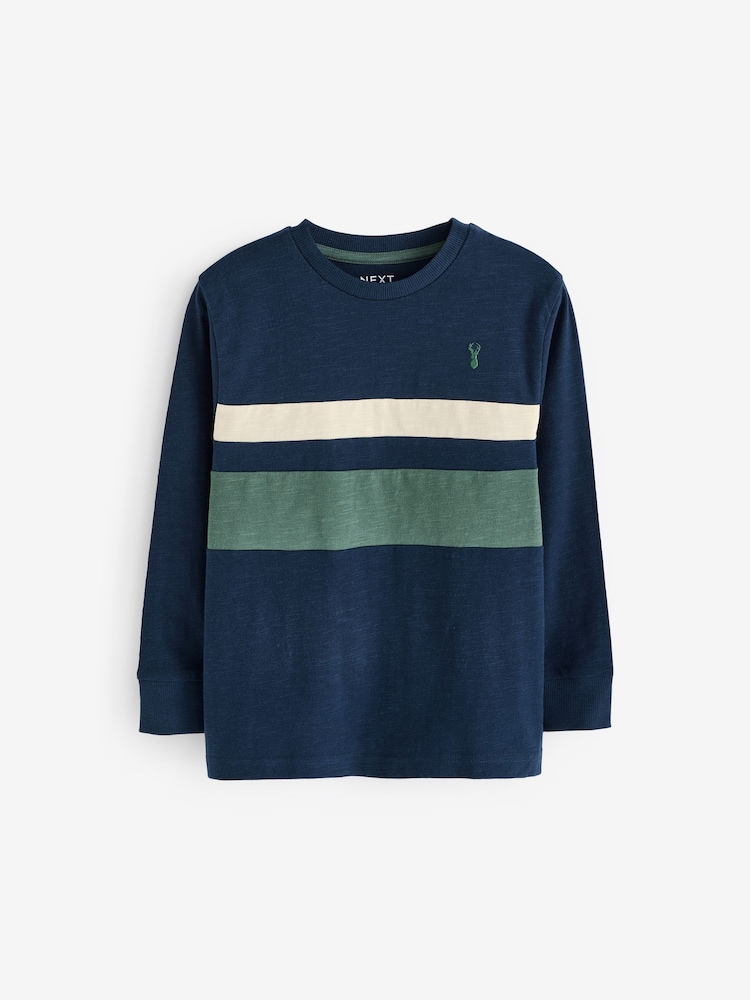 Navy Blue Colourblock Long Sleeve T-Shirt (3-16yrs) - Image 1 of 3