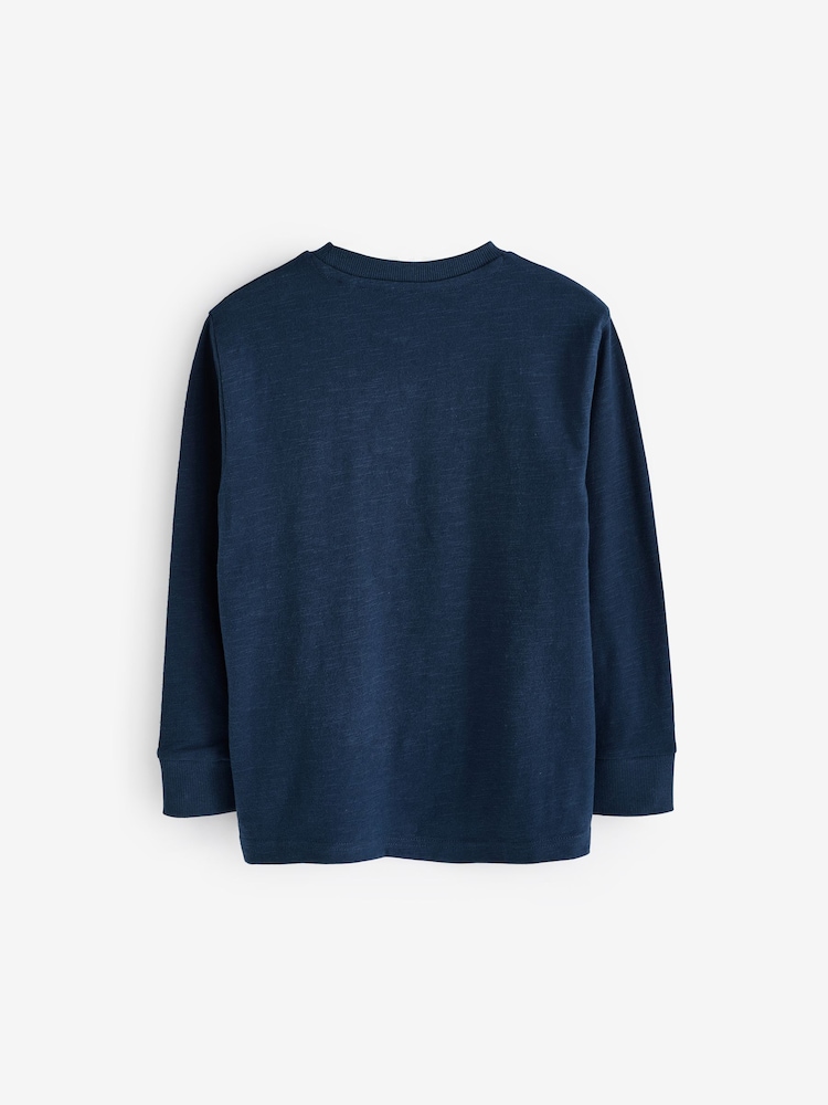 Navy Blue Colourblock Long Sleeve T-Shirt (3-16yrs) - Image 2 of 3