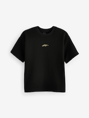 Black Relaxed Fit Short Sleeve Textured T-Shirt (3-16yrs) - Image 1 of 1