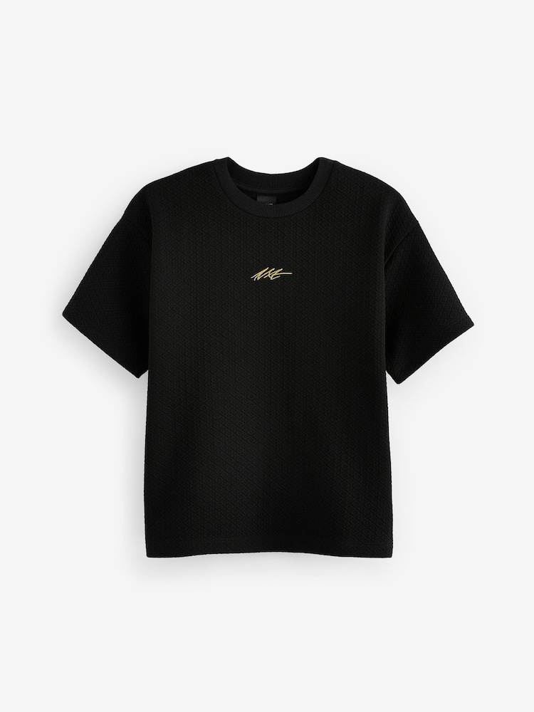 Black Relaxed Fit Short Sleeve Textured T-Shirt (3-16yrs) - Image 1 of 1
