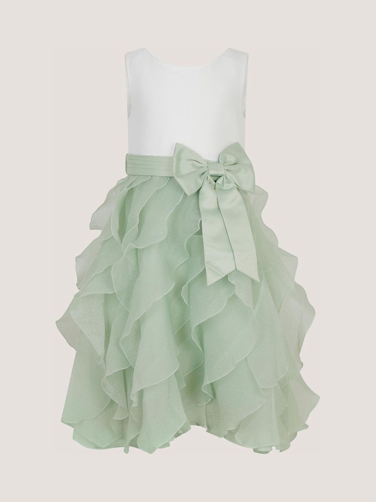 Salbeigrün - Monsoon – Cancan – Kleid mit Schleife und Rüschen, ärmellos - Bild 2 von 3