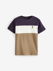 Purple/White Colourblock Short Sleeve 100% Cotton T-Shirt (3-16yrs) - Image 1 of 3