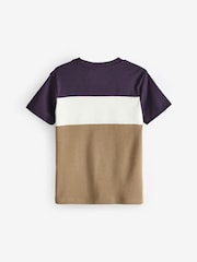 Purple/White Colourblock Short Sleeve 100% Cotton T-Shirt (3-16yrs) - Image 2 of 3