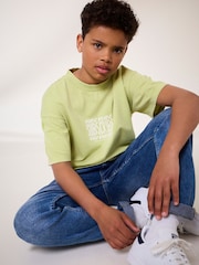 Lime Green Back Print Relaxed Fit 100% Cotton Washed Short Sleeve T-Shirt (3-16yrs) - Image 4 of 7