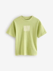 Lime Green Back Print Relaxed Fit 100% Cotton Washed Short Sleeve T-Shirt (3-16yrs) - Image 5 of 7