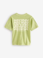 Lime Green Back Print Relaxed Fit 100% Cotton Washed Short Sleeve T-Shirt (3-16yrs) - Image 6 of 7