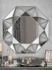 Silver Faceted Mirror - Image 1 of 5