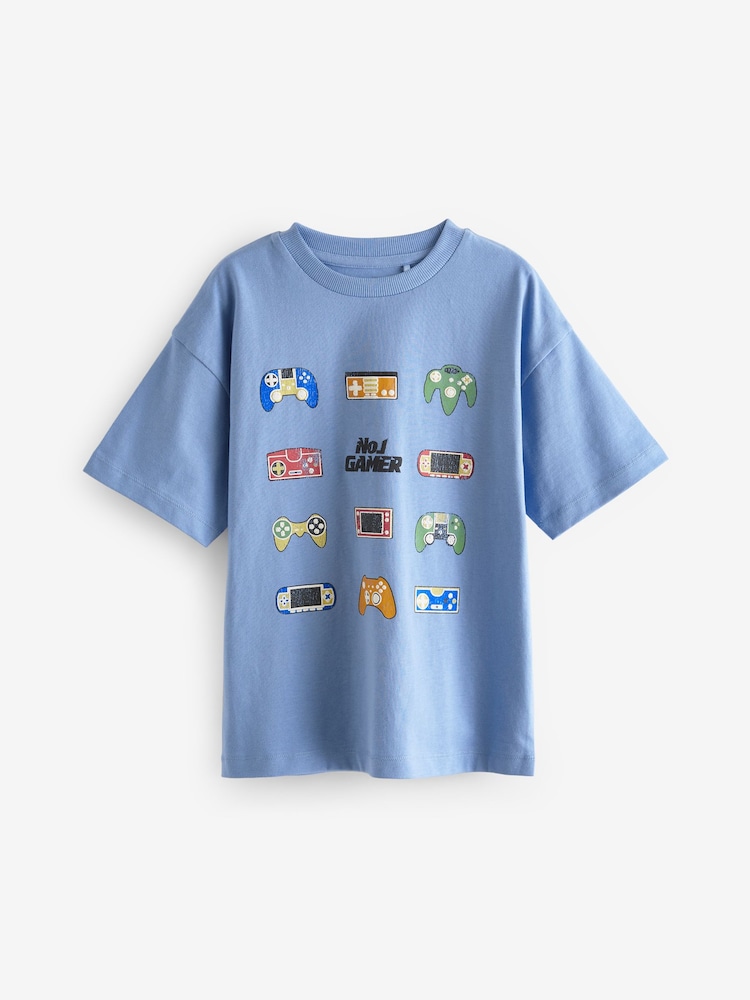 Blue Controller Relaxed Fit Short Sleeve Graphic T-Shirt (3-16yrs) - Image 1 of 3 Blue Controller Relaxed Fit Short Sleeve Graphic T-Shirt (3-16yrs) - Image 1 of 3