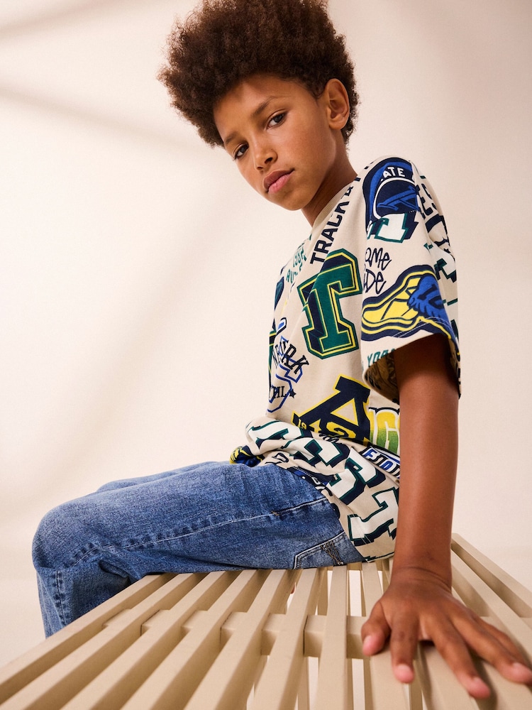 Stone All Over Print Relaxed Fit 100% Cotton Short Sleeve T-Shirt (3-16yrs) - Image 2 of 7 Stone All Over Print Relaxed Fit 100% Cotton Short Sleeve T-Shirt (3-16yrs) - Image 2 of 7