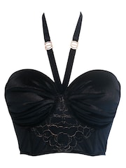 Pour Moi Black India Velvet Luxe Metallic Lace Multiway Longline Bra - Image 4 of 4