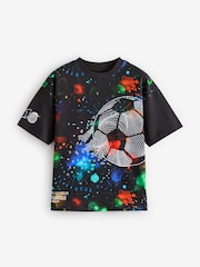 Black Football Relaxed Fit Short Sleeve Graphic Print T-Shirt (3-16yrs) - Image 1 of 4