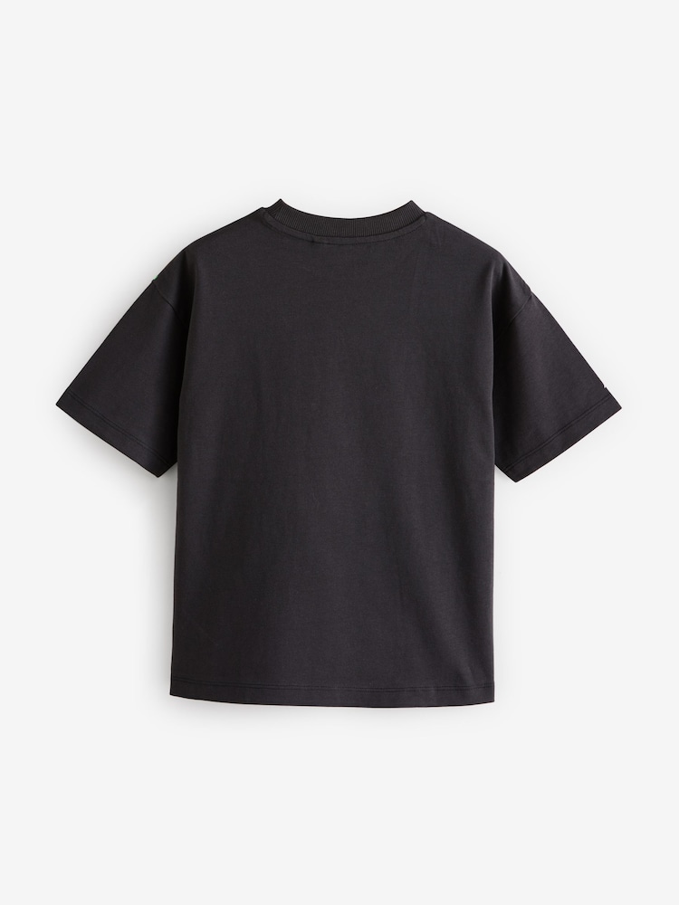 Black Football Relaxed Fit Short Sleeve Graphic Print T-Shirt (3-16yrs) - Image 2 of 4