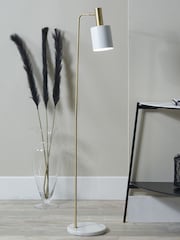Pacific White/Gold Biba Marble Footed Retro Floor Lamp - Image 1 of 5