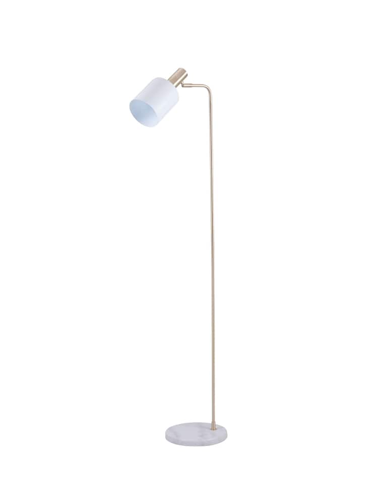 Pacific White/Gold Biba Marble Footed Retro Floor Lamp - Image 2 of 5